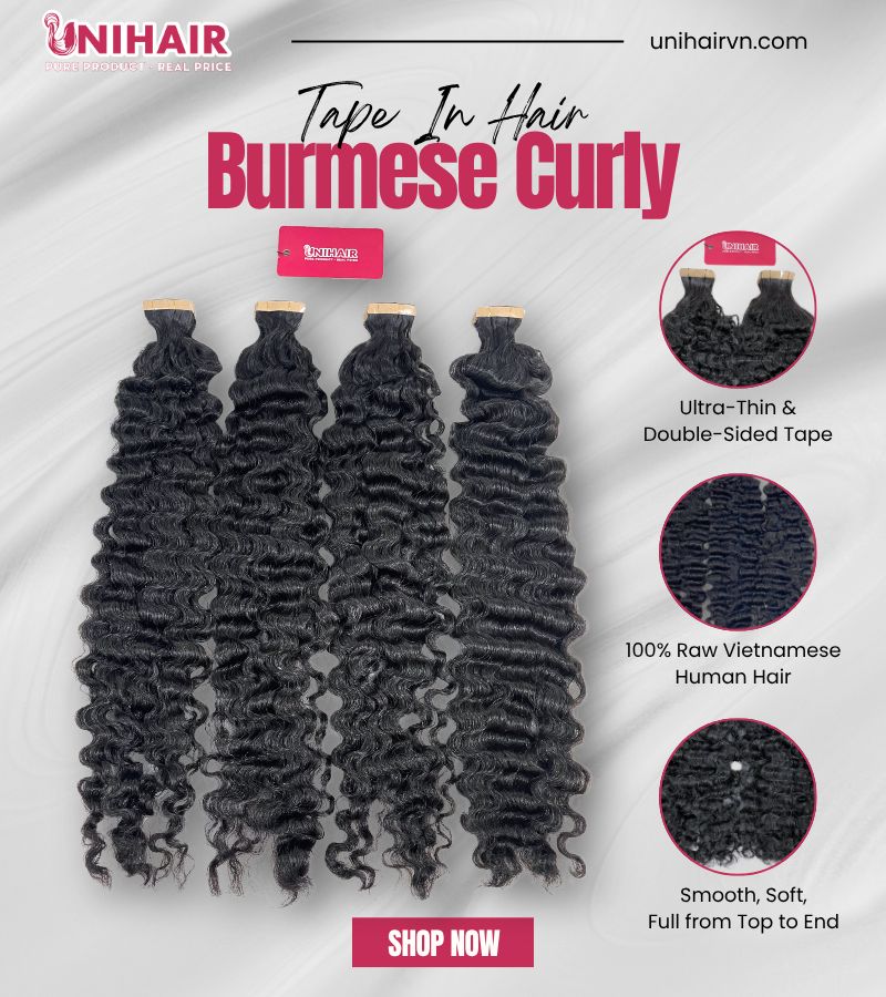 burmese curly tape ins
