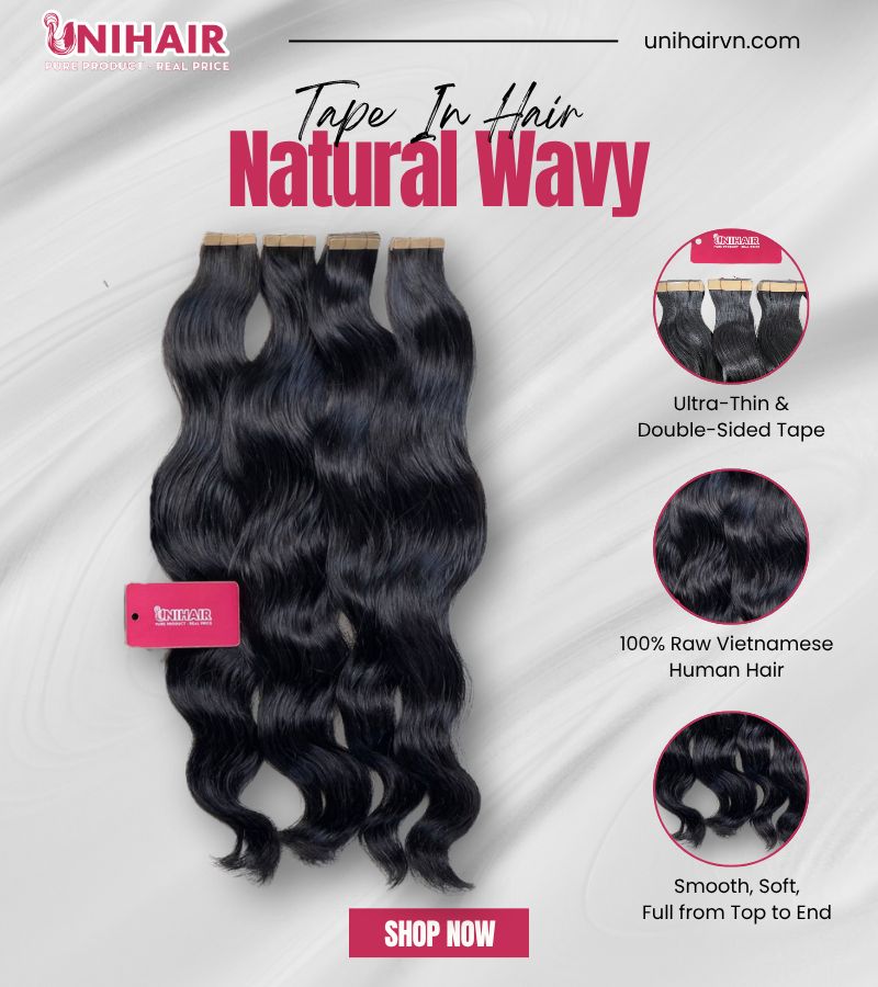 natural wavy tape in extensions