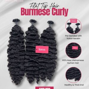 Raw Burmese Curly Flat Tip Hair Extensions