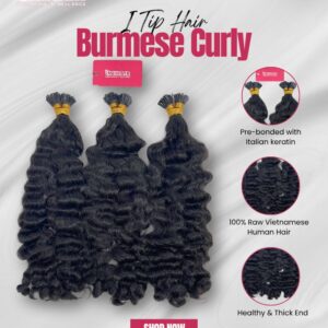 Raw Burmese Curly I Tip Hair Extensions