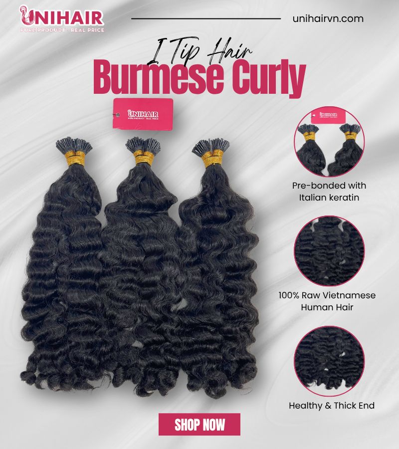 Raw Burmese Curly I Tip Hair Extensions