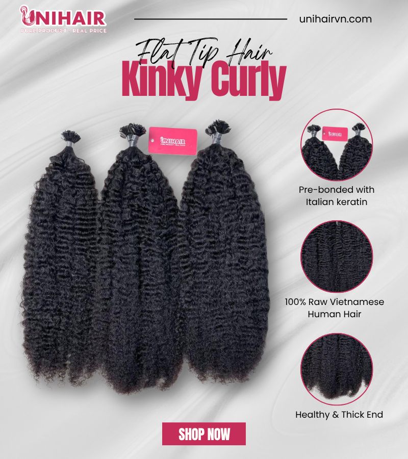 Raw Kinky Curly Flat Tip Hair Extensions