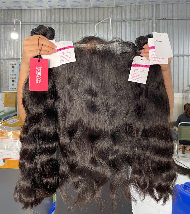 Raw natural wavy hair bundles