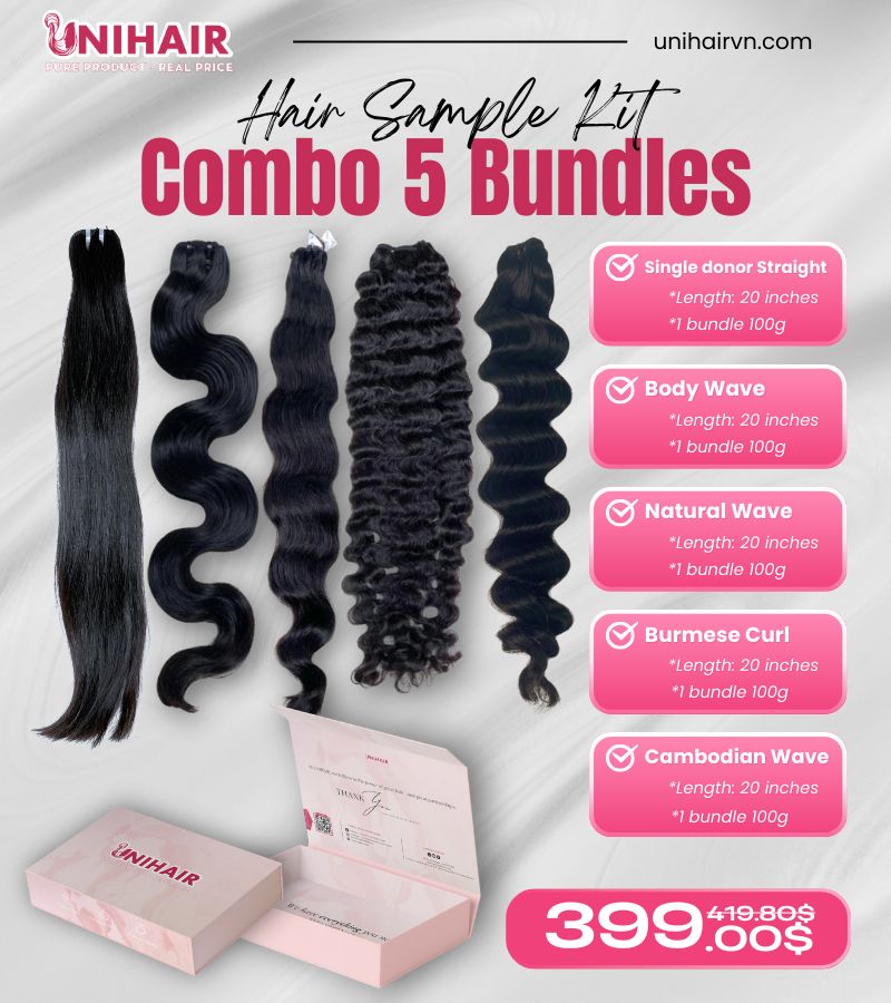 Combo 5 Raw Hair Bundles 20 inches